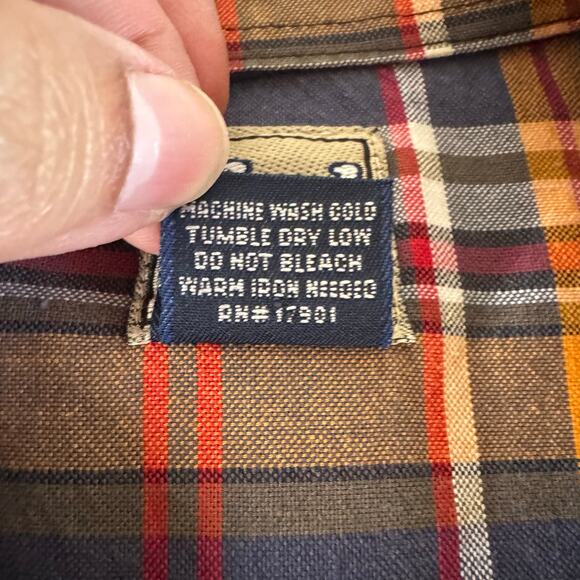 Cruel Girl Western Plaid Rodeo Button Down Long Sleeve Shirt Blue/Red/Orange XL - Picture 4 of 4